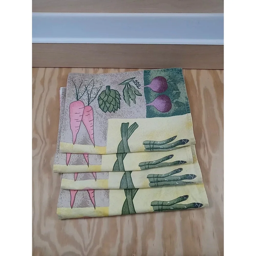 Lot Of 4 Vintage Hartstonz Placemats Vegetable Pattern Cloth Placemats‎ 1996